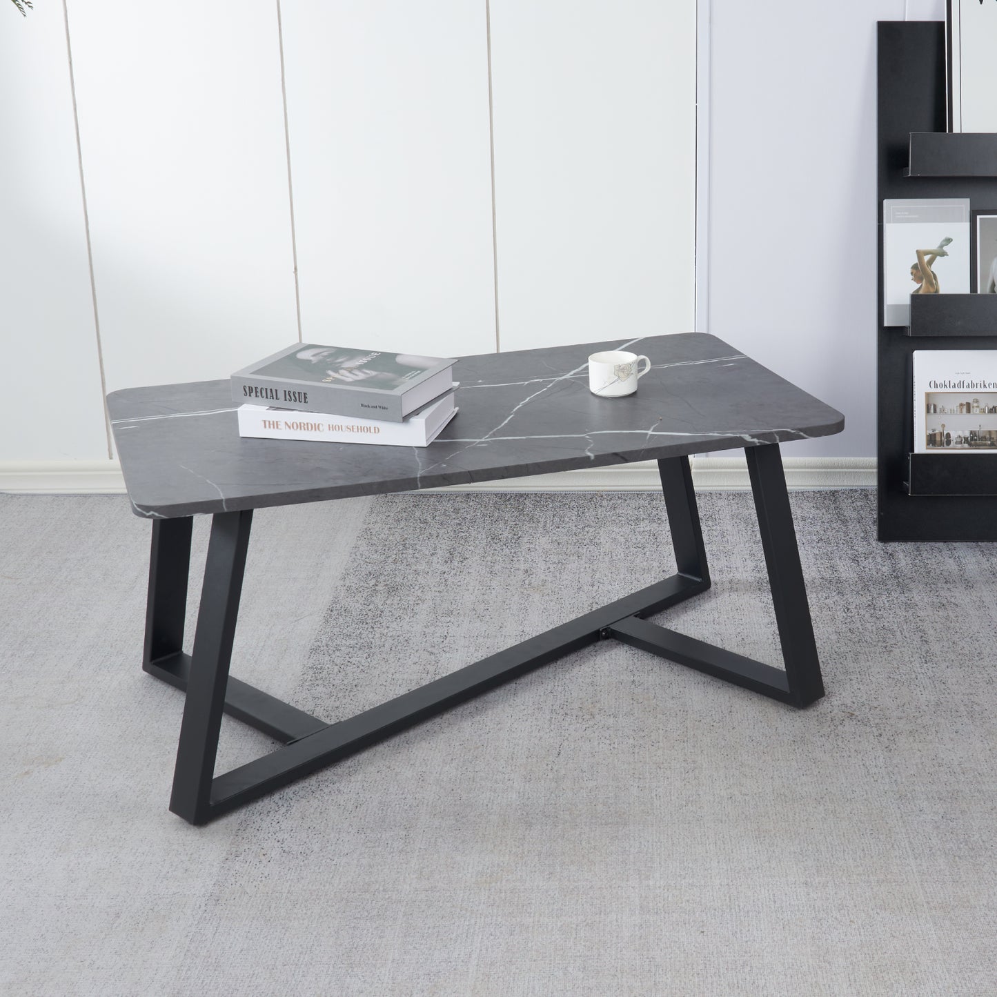 Mesa de centro marmol MDF Gris 100x50