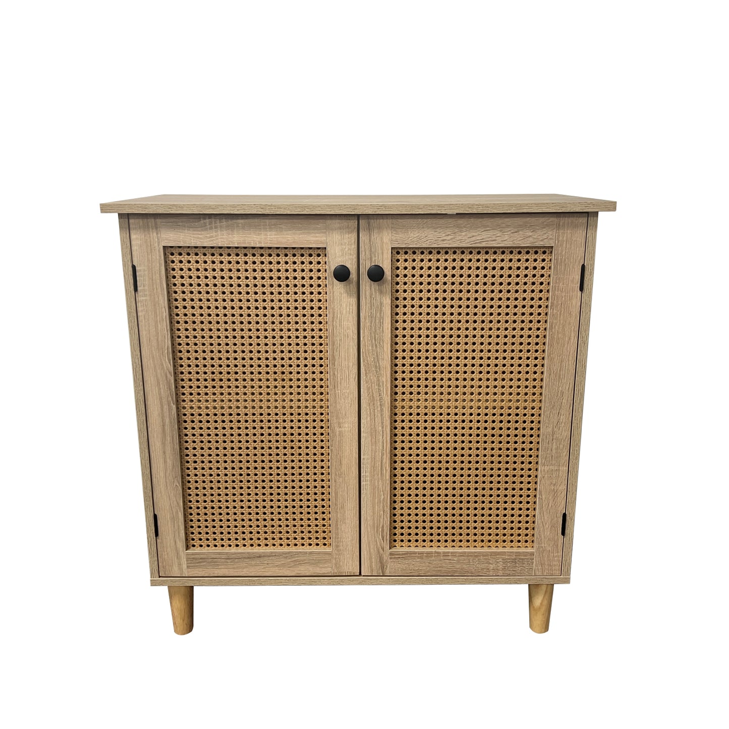 Cómoda 2 Puertas con Rattan - Madera Clara