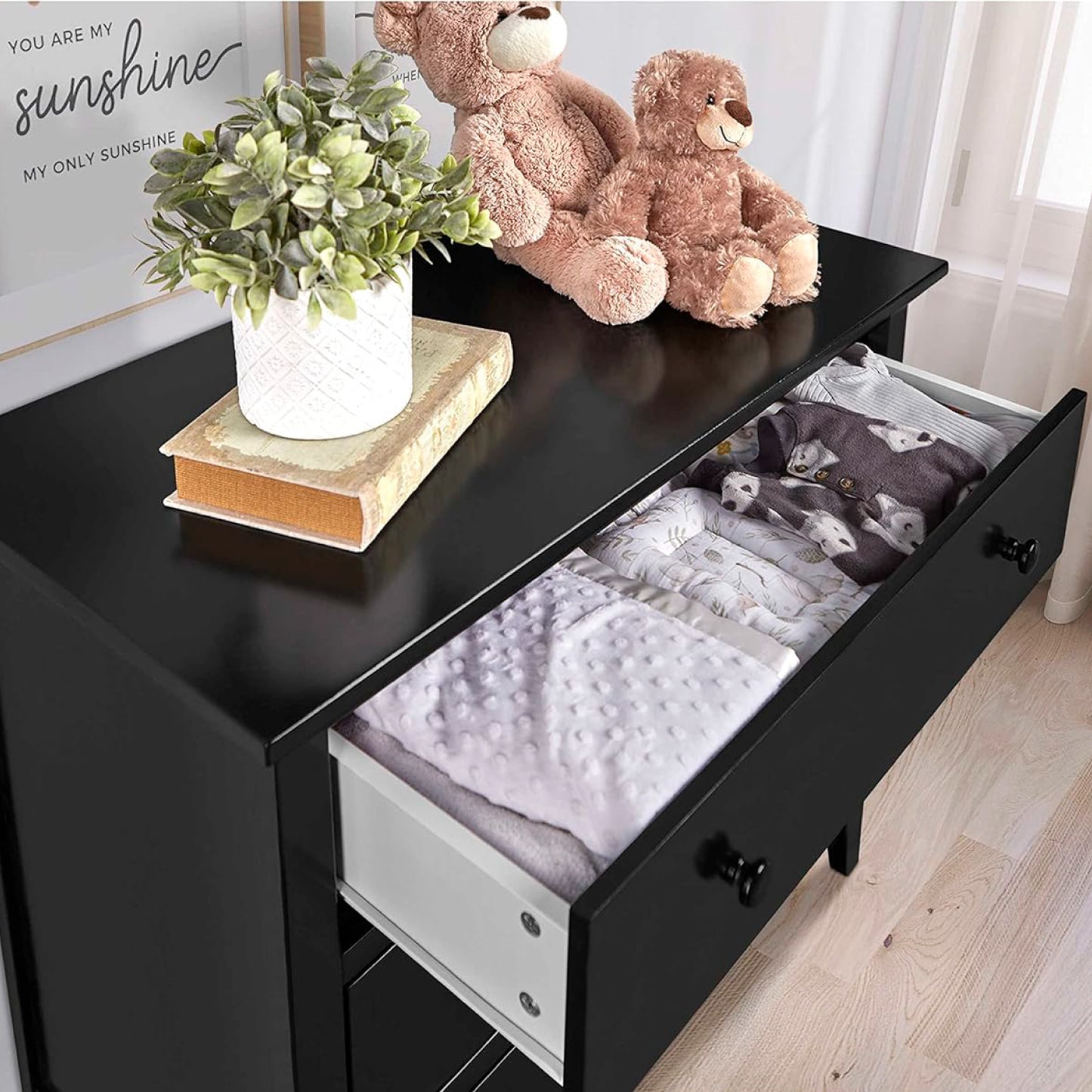 Cómoda 3 Cajones de dormitorio Oscura