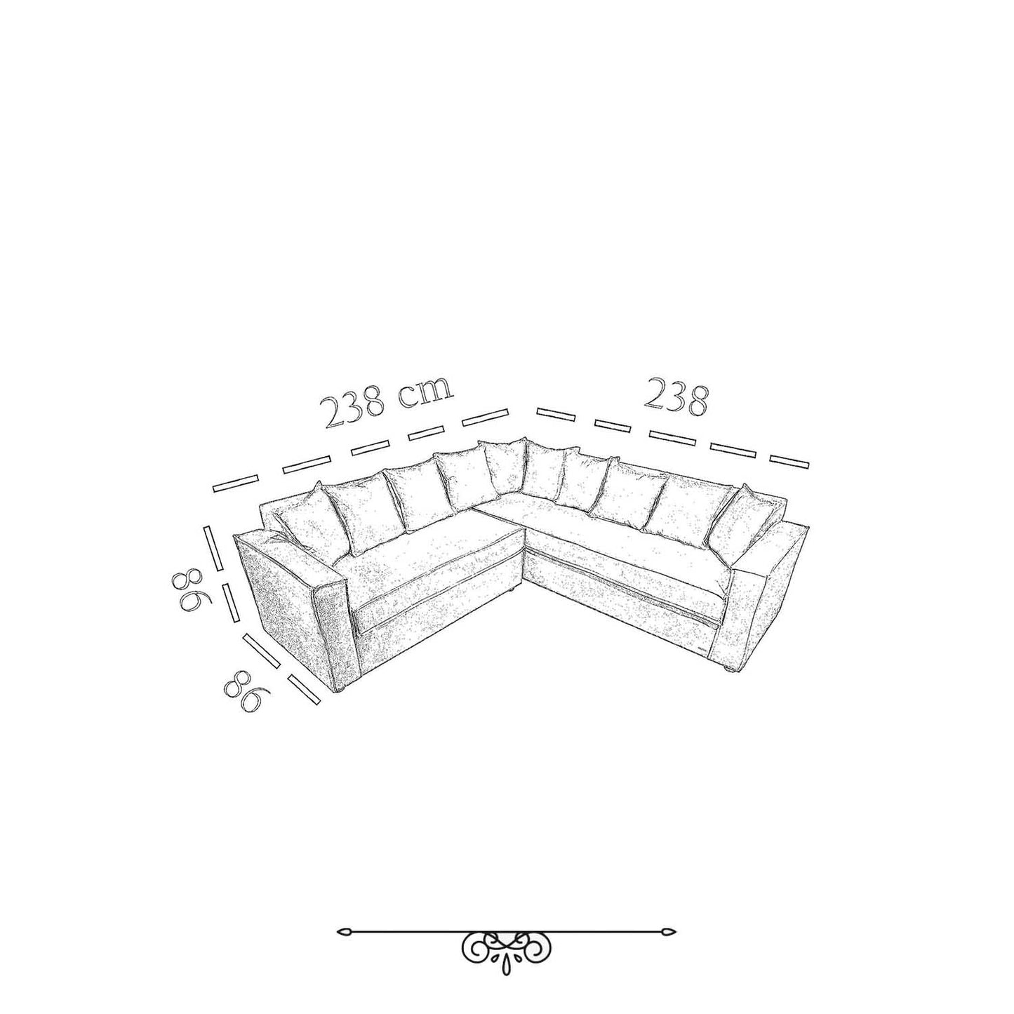Sofá Seccional 6 Cuerpos con Resortes Homero color Gris Azul
