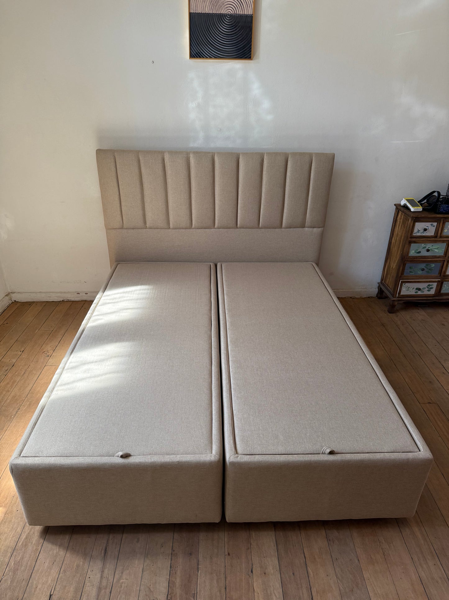 Cama Cofre: Super Pack Colchón + Base o por separado / Base con Almacenamiento y Colchón Ultra Durable Supersoft D30 con Memoria Anatómica