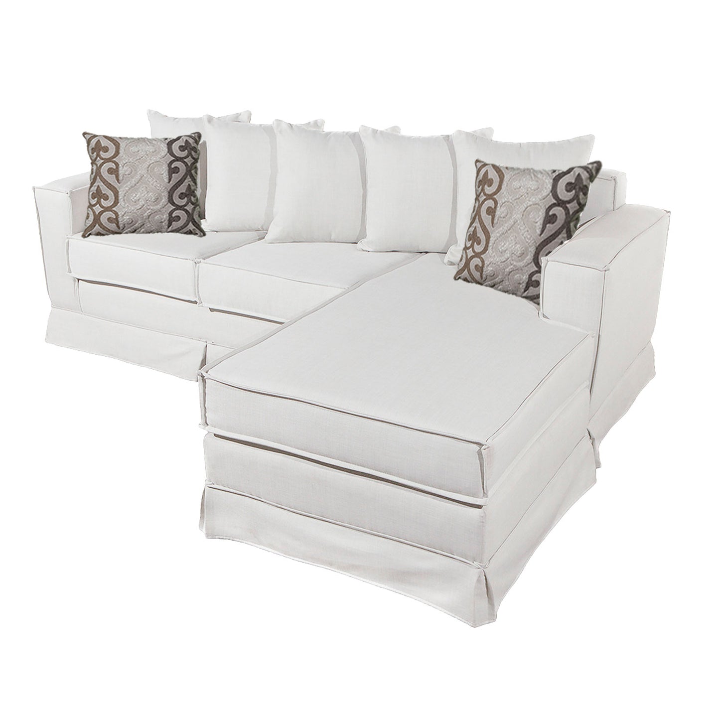 Sofá Seccional Gambito XL Intercambiable de 5 Cuerpos con Resortes Color Blanco Hueso Bone con Cojines Decorativos de Regalo