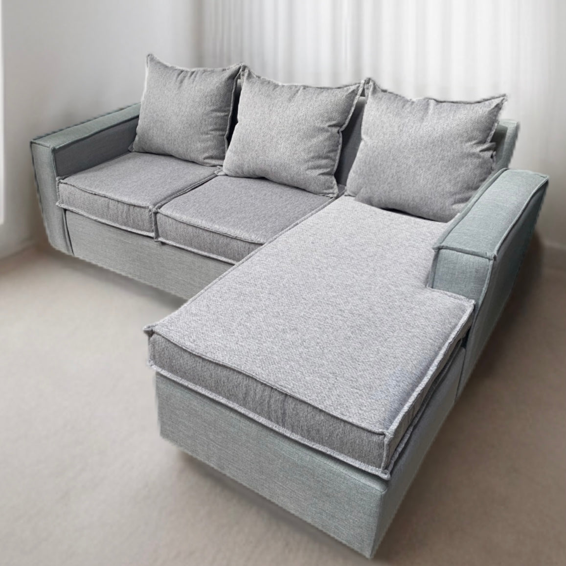 Sofá Intercambiable 5 Cuerpos con Resortes Homero Color Gris Medio Lino Lisboa Rustico & Felpa