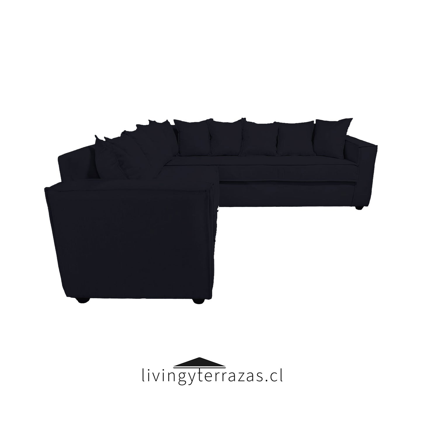 Sofá Seccional 6 Cuerpos con Resortes Homero color Negro
