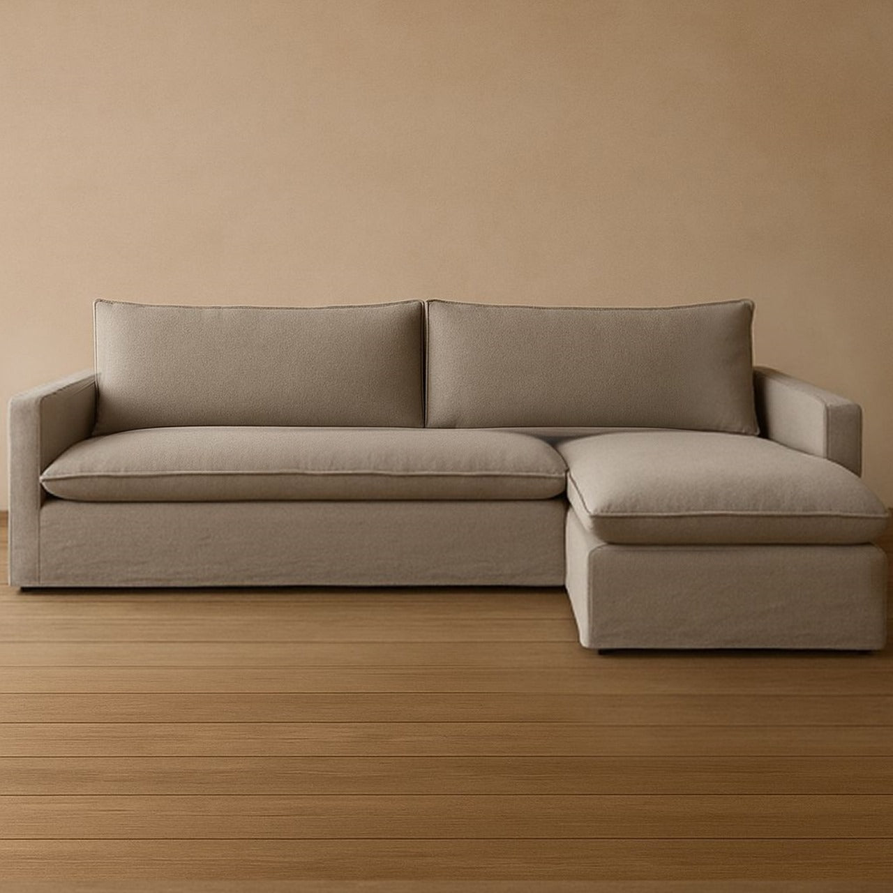 Sofa Enti cojines Elegant con Fundas, Chaise Longue L Fija (Derecha o Izquierda) XL 2.33 x 1.75 y Ancho 2.50 x 1.75 / Intercambiable Tamaño Estándar 2.10 x 1.55