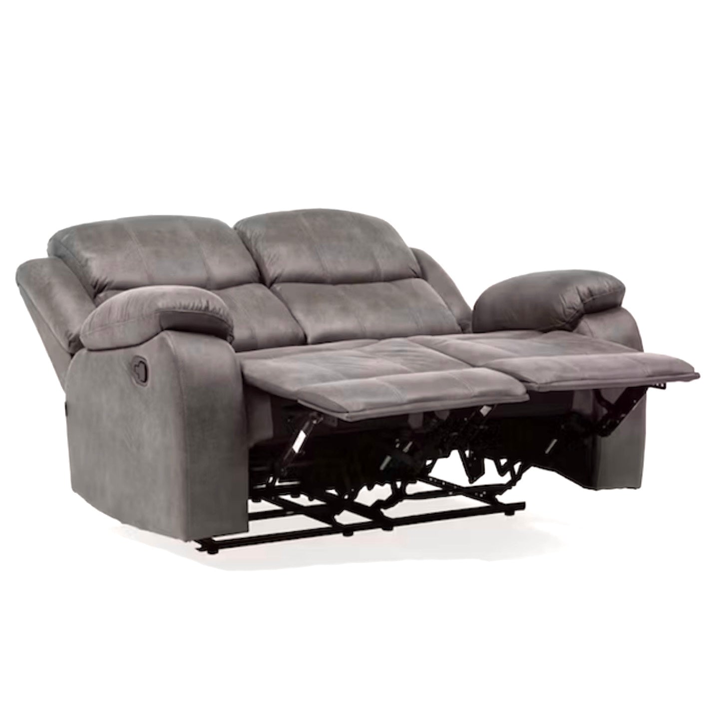 Sofá Reclinable 2 Cuerpos de Cuero Color Gris Negro Grafito