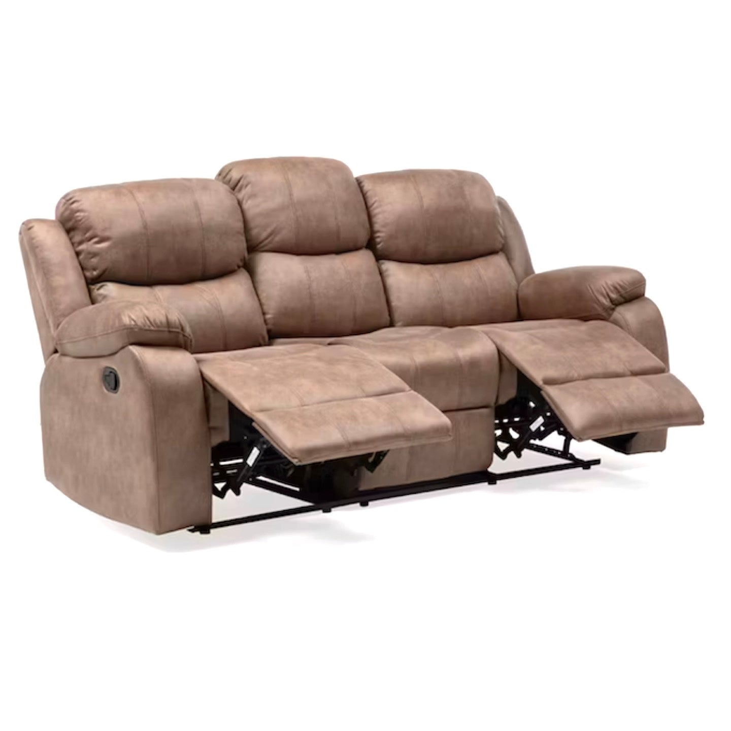 Sofá Reclinable 3 Cuerpos de Cuero Color Café Caramelo