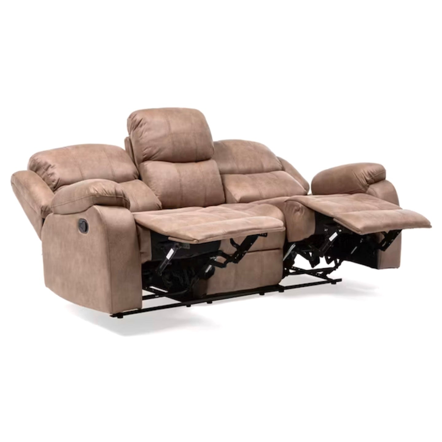 Sofá Reclinable 3 Cuerpos de Cuero Color Café Caramelo