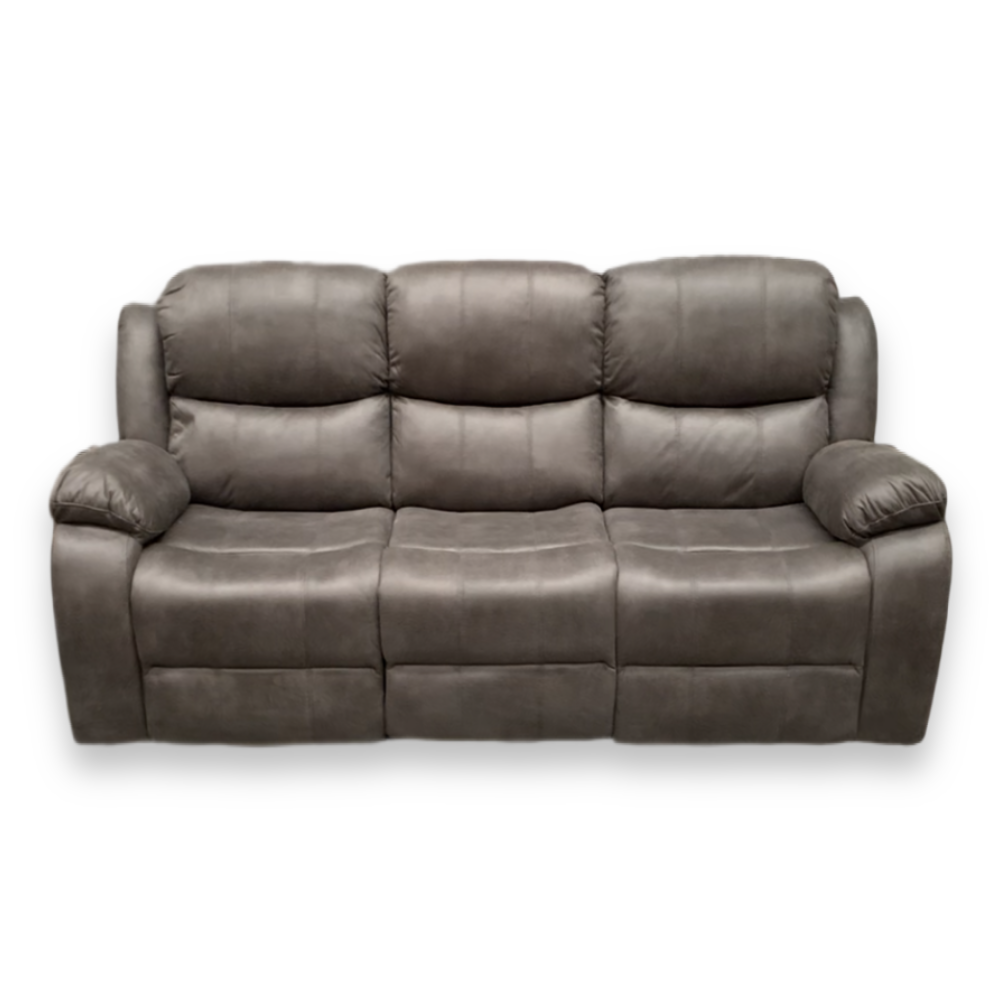 Sofá Reclinable 3 Cuerpos de Cuero Color Gris Negro Grafito