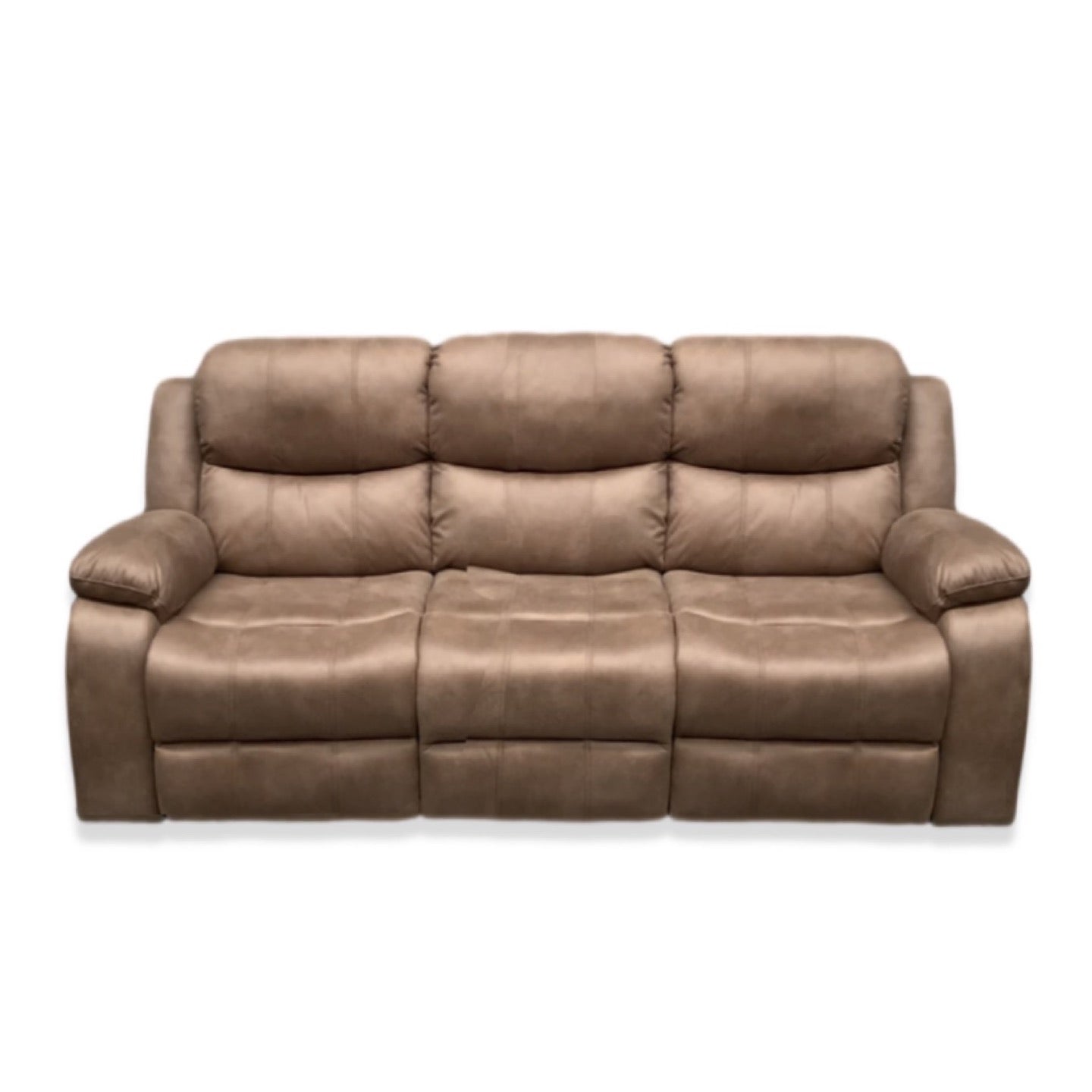 Sofá Reclinable 3 Cuerpos de Cuero Color Café Caramelo