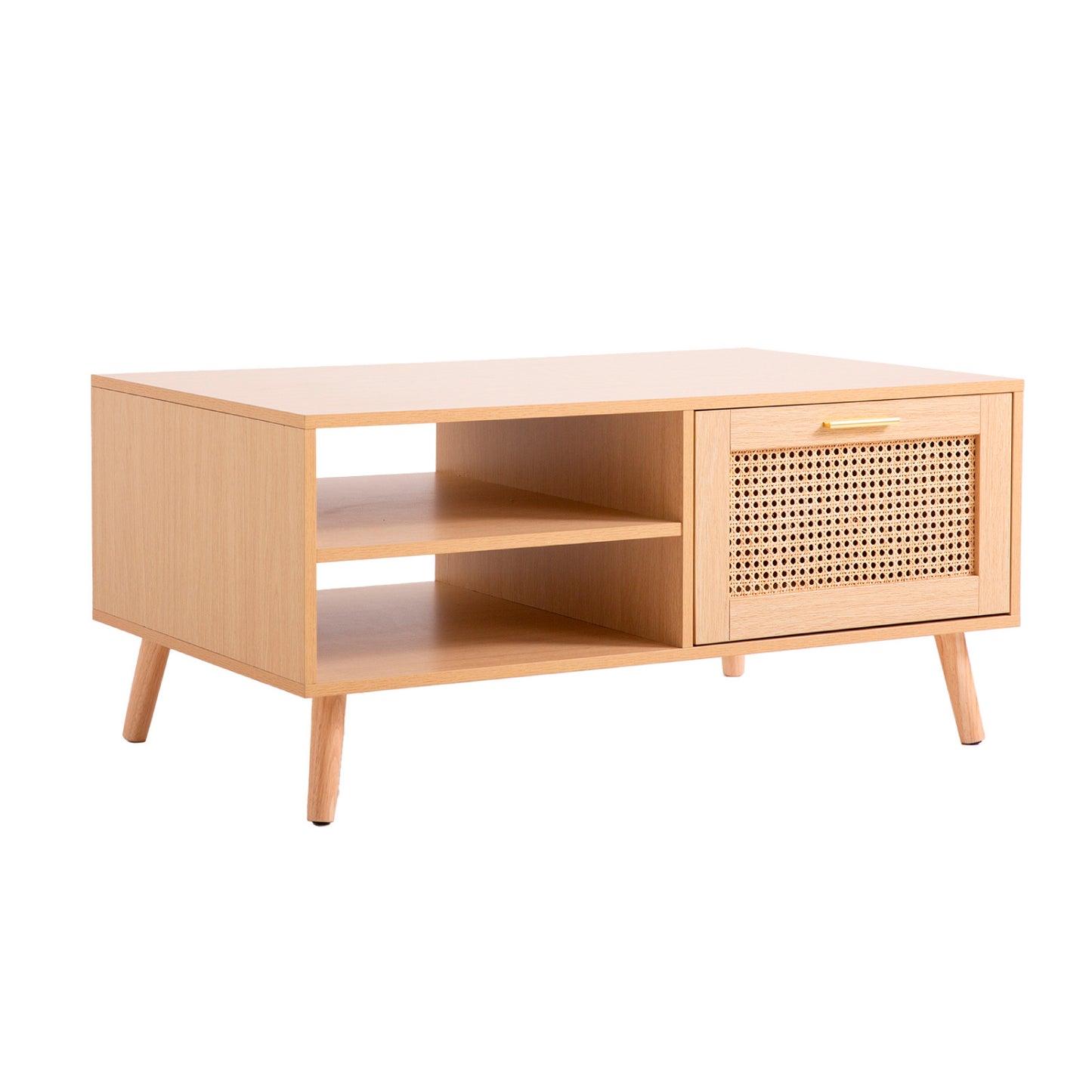 Mesa de Centro con rattan y madera