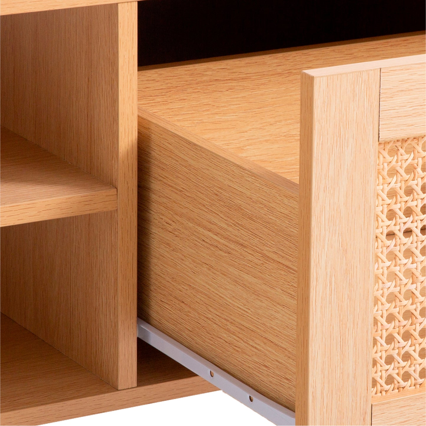 Mesa de Centro con rattan y madera