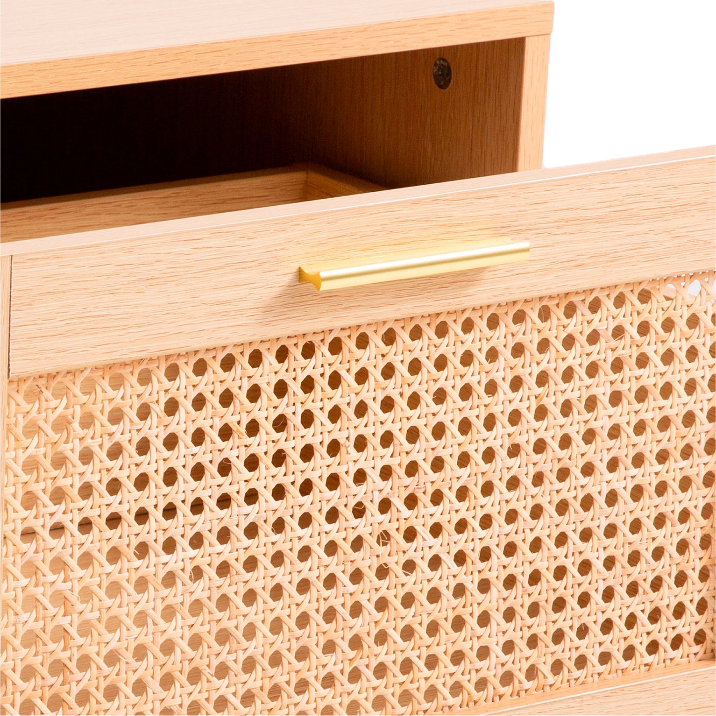 Mesa de Centro con rattan y madera