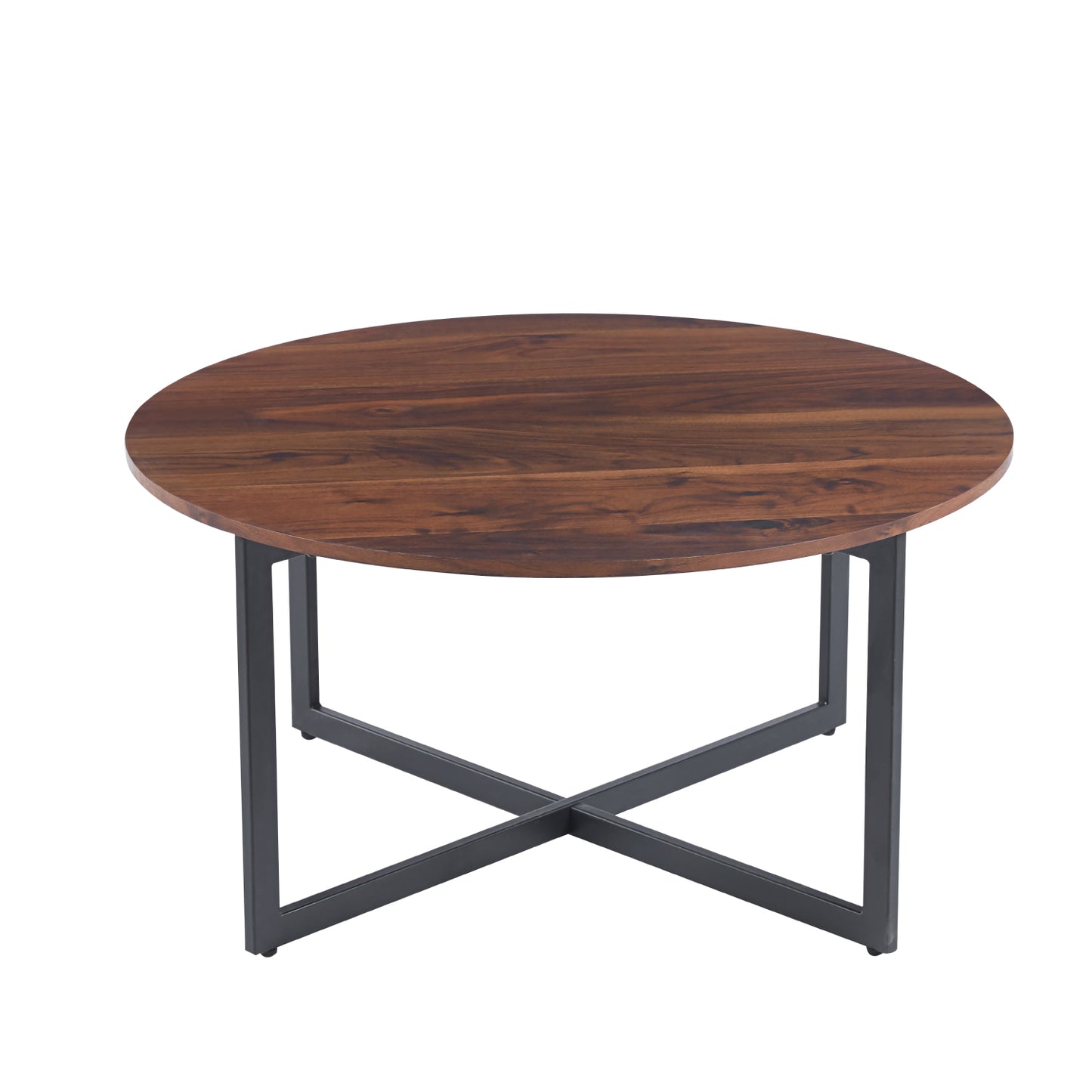 Mesa de Centro 80cm Redonda - Madera Oscura