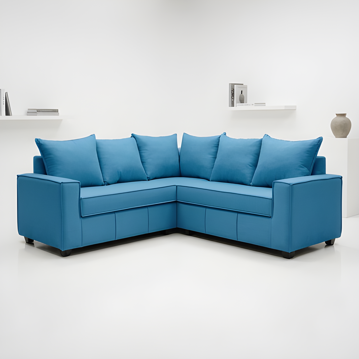 Mini Secional Homero Stripes Full Seat 210 x 210 Cojines Grandes / CALIPSO & Almacenamiento / Lino Soft y Felpa