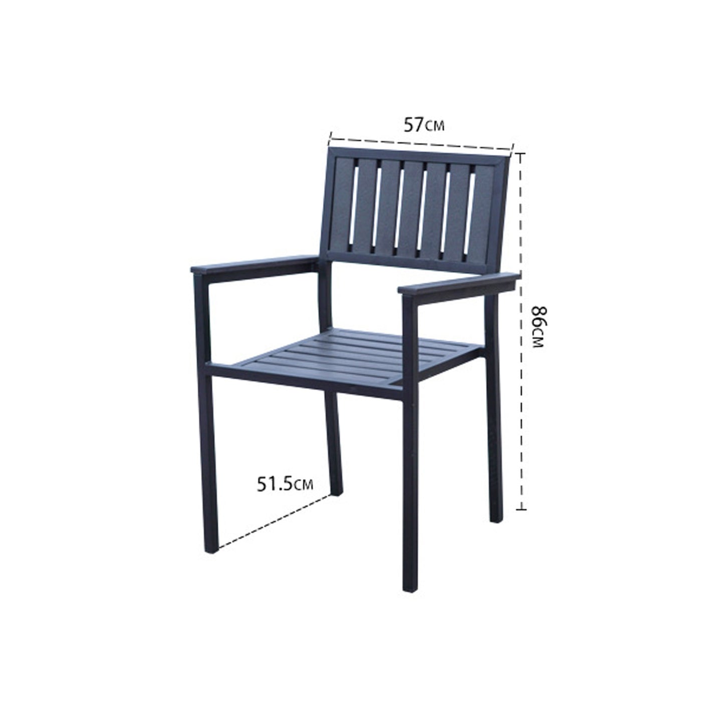 Comedor de Terraza Lorenzino Color Negro Mesa Cuadrada + 4 Sillas de Exterior