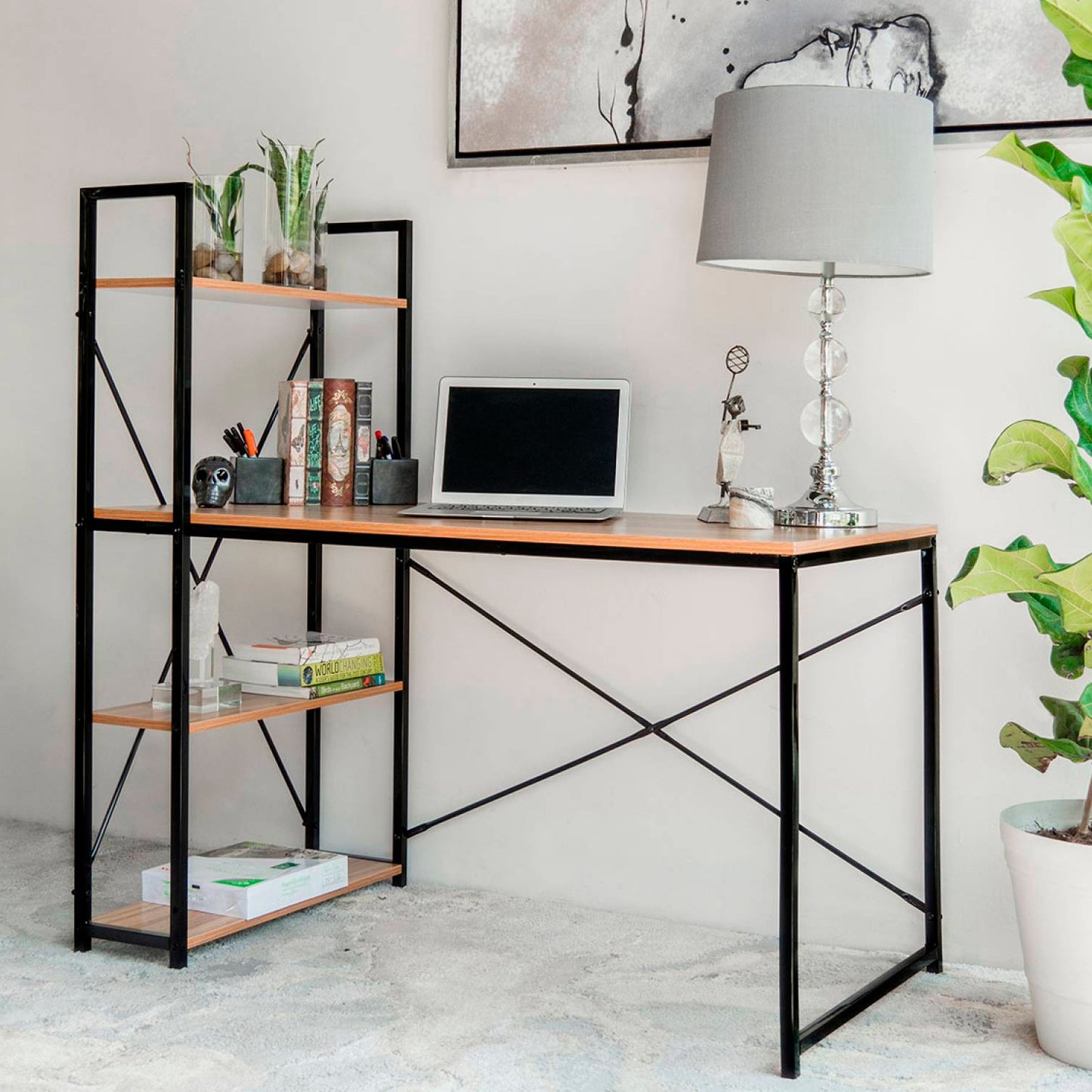 Escritorio Industrial Home Office - Madera Clara