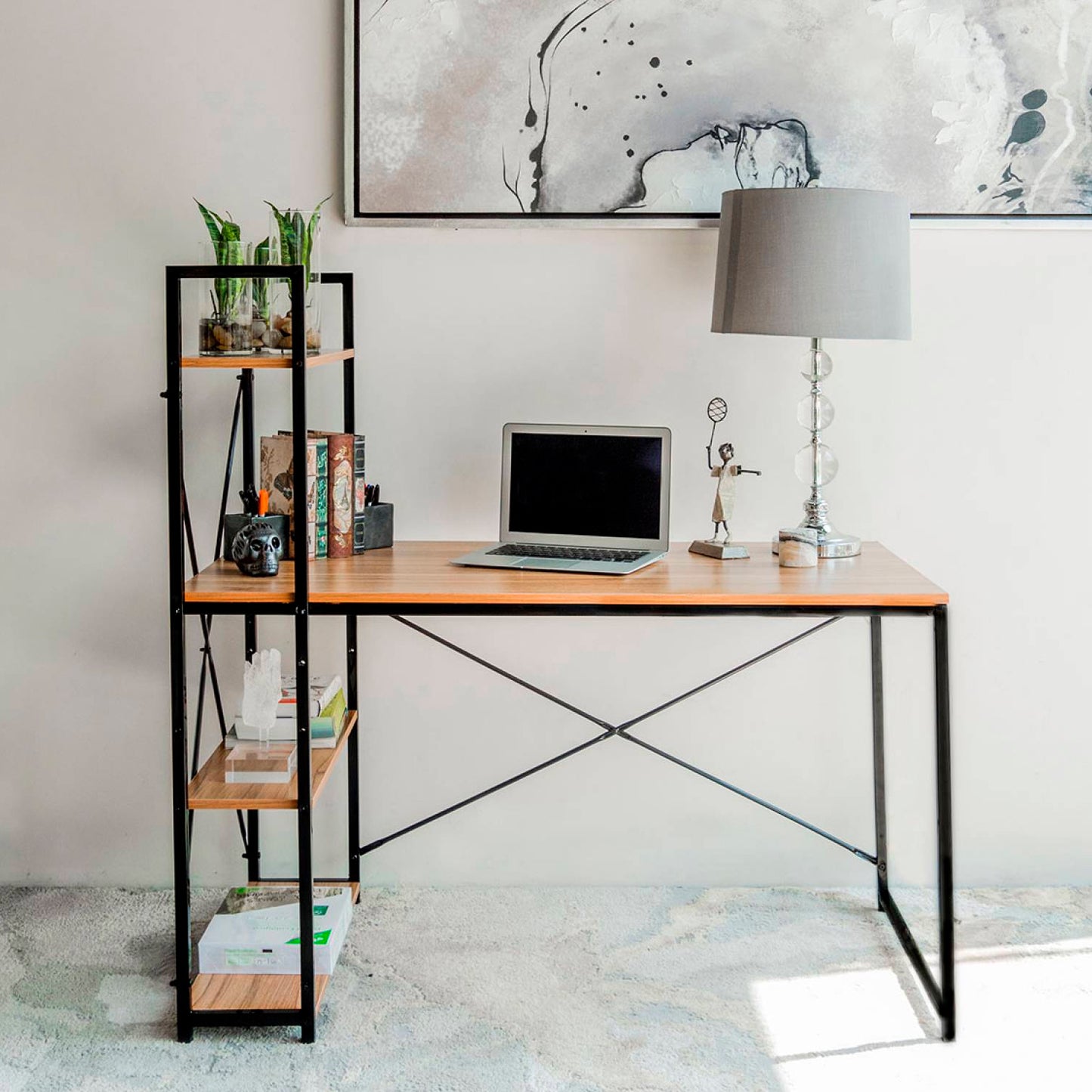 Escritorio Industrial Home Office - Madera Clara