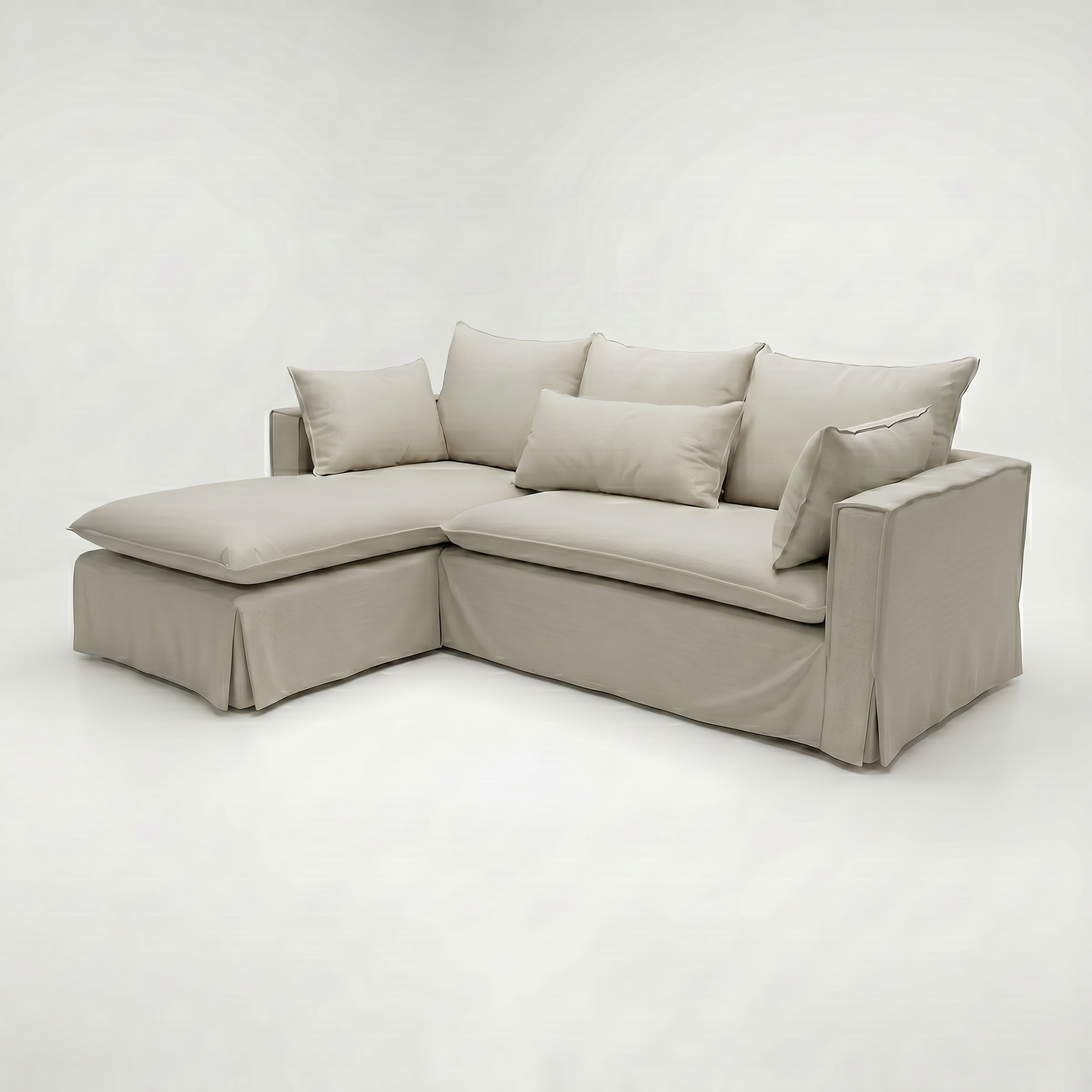 Sofa Enti cojines Elegant con Fundas, Chaise Longue L Fija (Derecha o Izquierda) XL 2.33 x 1.75 y Ancho 2.50 x 1.75 / Intercambiable Tamaño Estándar 2.10 x 1.55