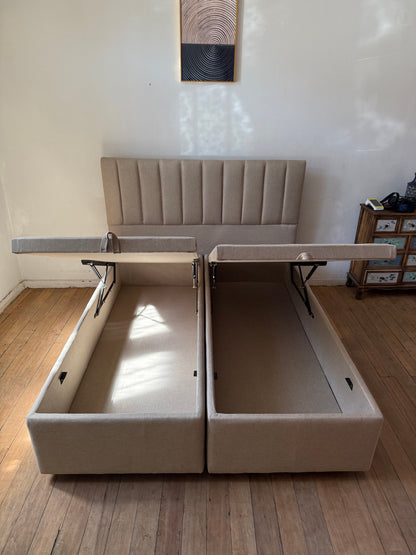 Cama Cofre: Super Pack Colchón + Base o por separado / Base con Almacenamiento y Colchón Ultra Durable Supersoft D30 con Memoria Anatómica
