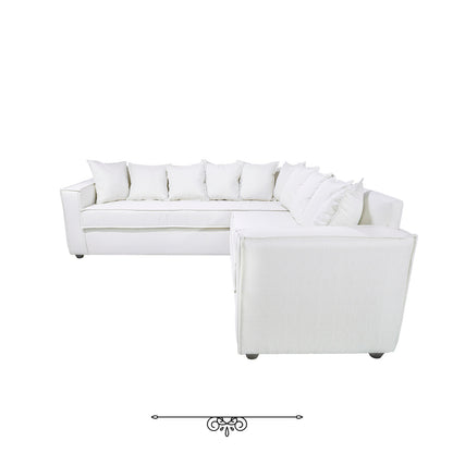 Sofá Seccional 6 Cuerpos con Resortes Homero color Blanco Hueso Bone