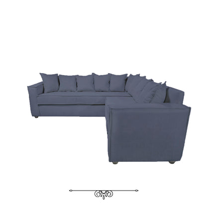 Sofá Seccional 6 Cuerpos con Resortes Homero color Gris Azul