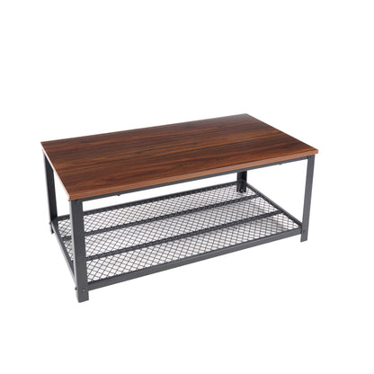 Mesa de centro metal madera enrejada 106x60