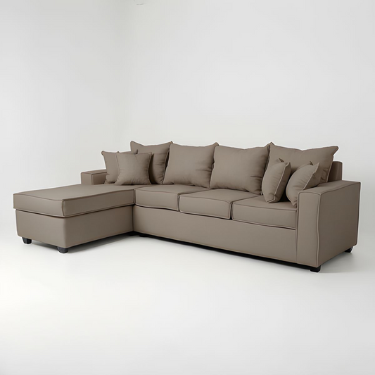 Seccional Homero BIG 280 x 175 cm / CAFE CLARO & Opción Almacenamiento / Lino Rustico, Soft y Felpa