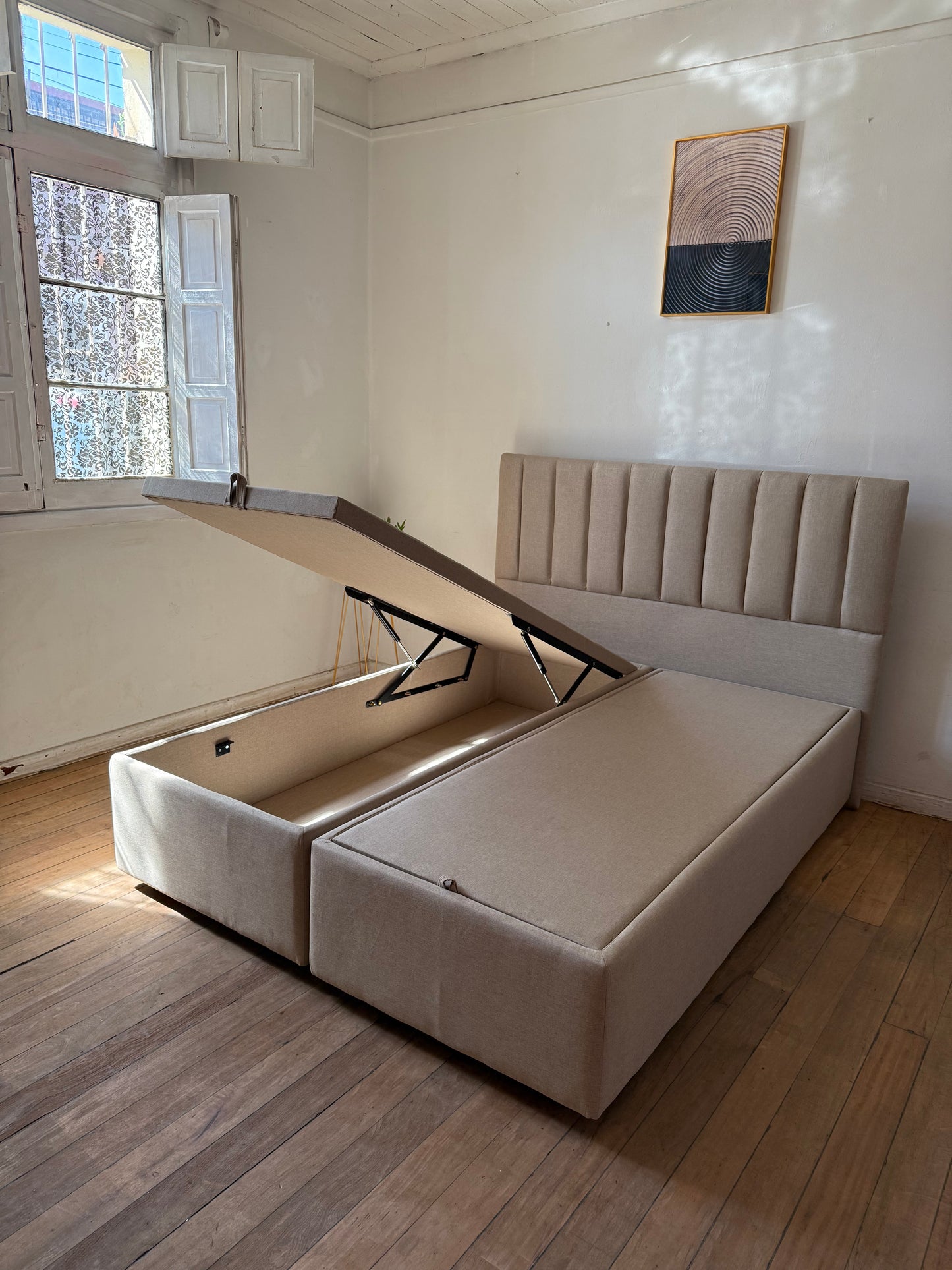 Cama Cofre: Super Pack Colchón + Base o por separado / Base con Almacenamiento y Colchón Ultra Durable Supersoft D30 con Memoria Anatómica