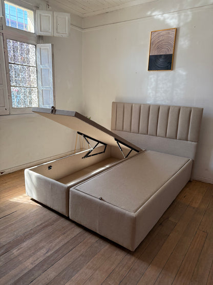 Cama Cofre: Super Pack Colchón + Base o por separado / Base con Almacenamiento y Colchón Ultra Durable Supersoft D30 con Memoria Anatómica