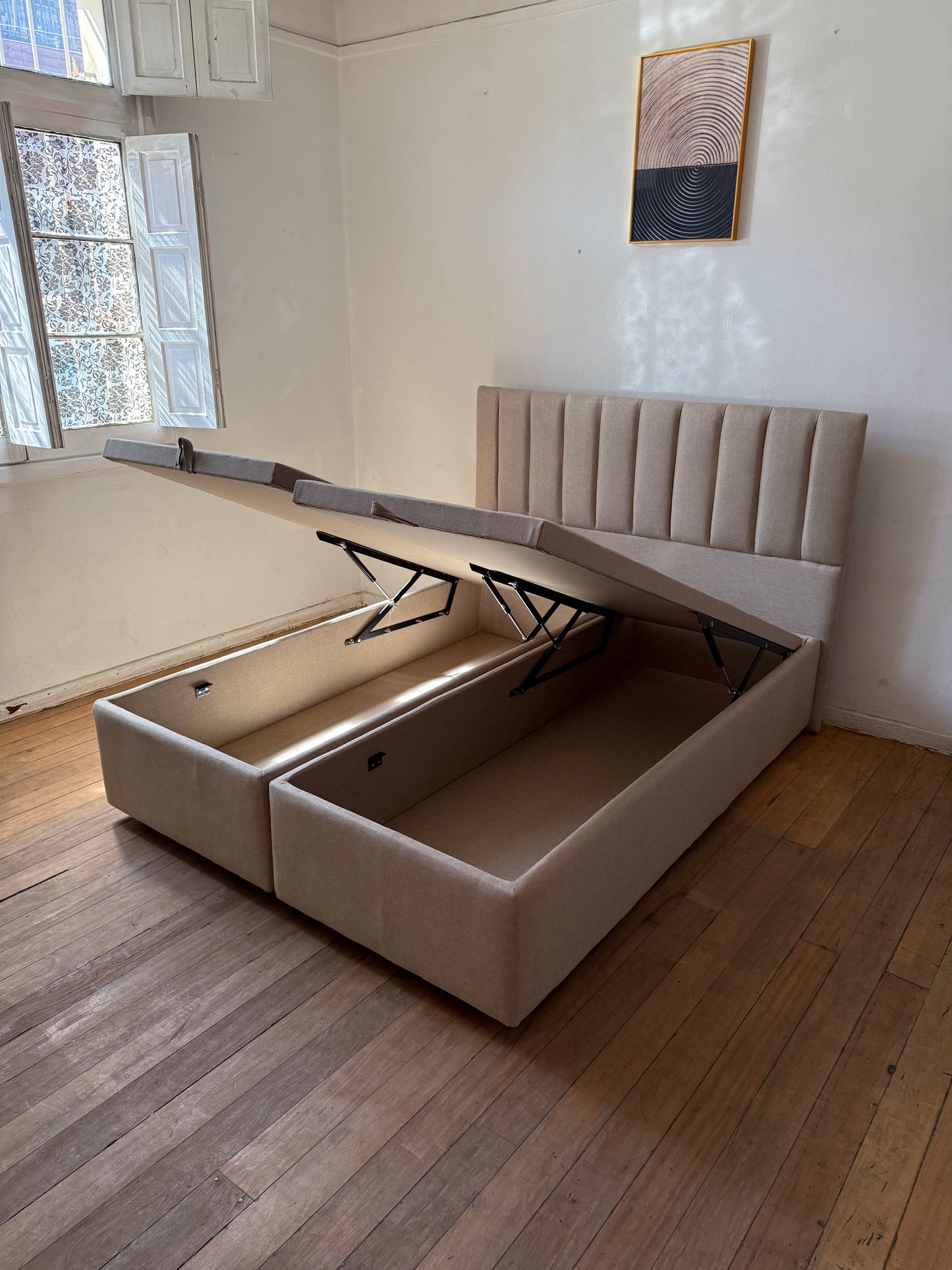 Cama Cofre: Super Pack Colchón + Base o por separado / Base con Almacenamiento y Colchón Ultra Durable Supersoft D30 con Memoria Anatómica