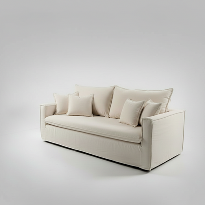 Sofá Cama Enti Tradicional Fundas 100% Algodón Lino 180 x 85 y 200 x 85 cm / CRUDO & Opción Colchón Memory Foam D30 Supersoft