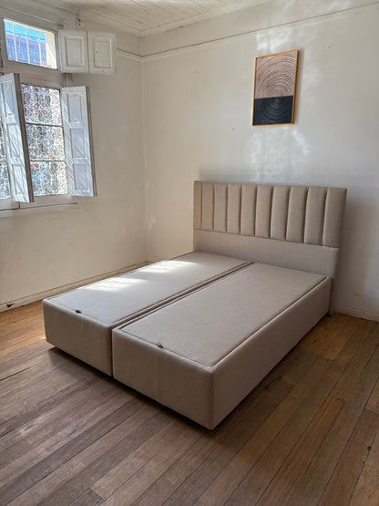 Cama Cofre: Super Pack Colchón + Base o por separado / Base con Almacenamiento y Colchón Ultra Durable Supersoft D30 con Memoria Anatómica
