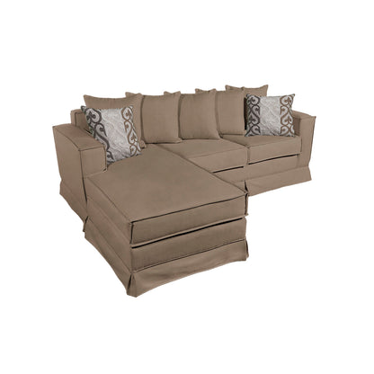 Sofá Seccional Gambito XL Intercambiable de 5 Cuerpos con Resortes Color Beige con Cojines Decorativos de Regalo