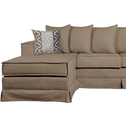 Sofá Seccional Gambito XL Intercambiable de 5 Cuerpos con Resortes Color Beige con Cojines Decorativos de Regalo