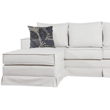 Sofá Seccional Gambito XL Intercambiable de 5 Cuerpos con Resortes Color Blanco Hueso Bone con Cojines Decorativos de Regalo