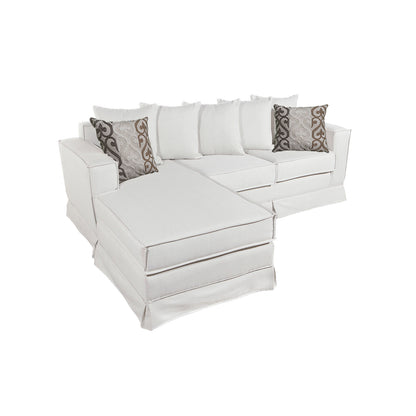 Sofá Seccional Gambito XL Intercambiable de 5 Cuerpos con Resortes Color Blanco Hueso Bone con Cojines Decorativos de Regalo