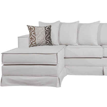 Sofá Seccional Gambito XL Intercambiable de 5 Cuerpos con Resortes Color Blanco Hueso Bone con Cojines Decorativos de Regalo