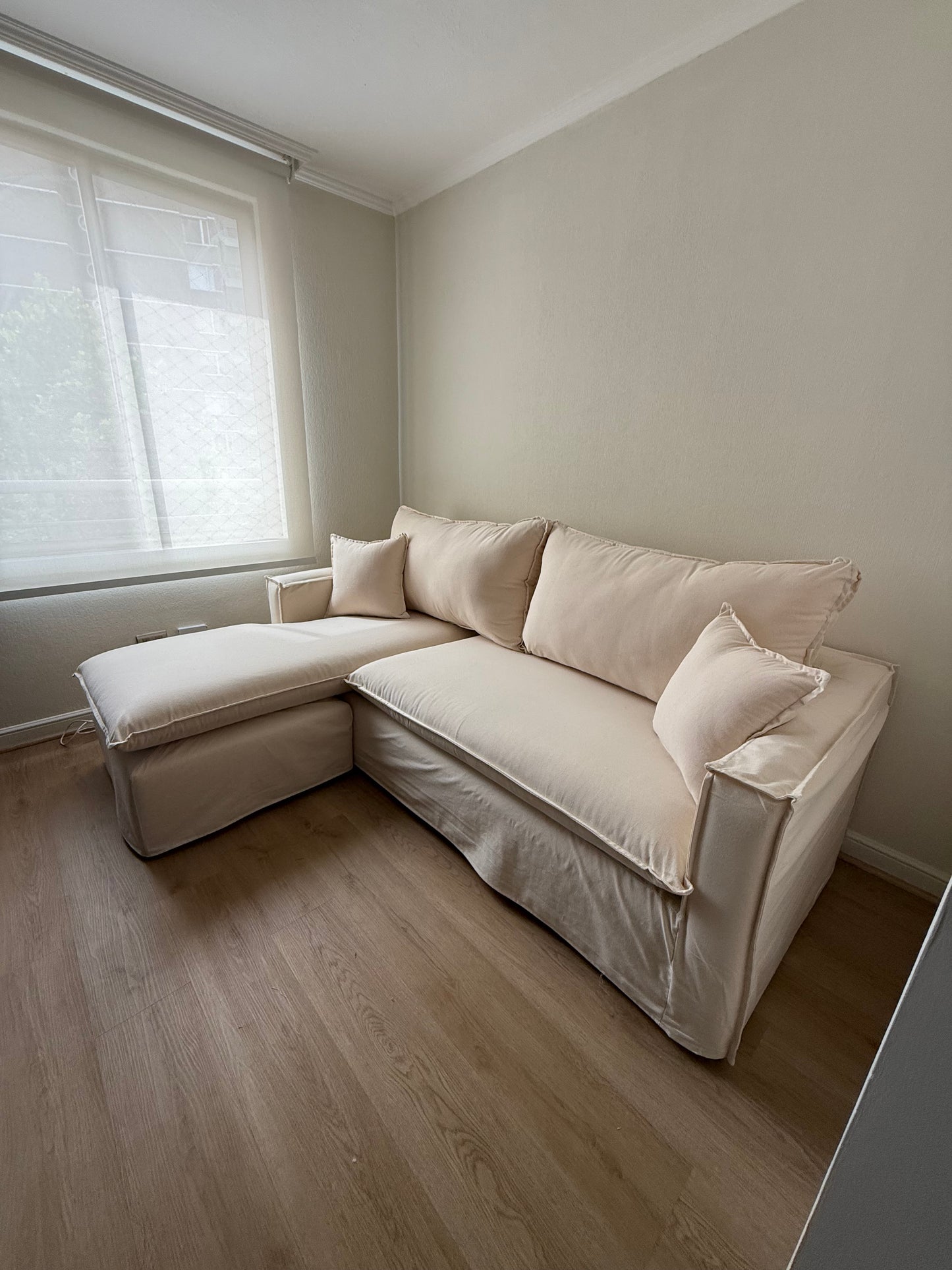 Sofa Enti cojines Elegant con Fundas, Chaise Longue L Fija (Derecha o Izquierda) XL 2.33 x 1.75 y Ancho 2.50 x 1.75 / Intercambiable Tamaño Estándar 2.10 x 1.55