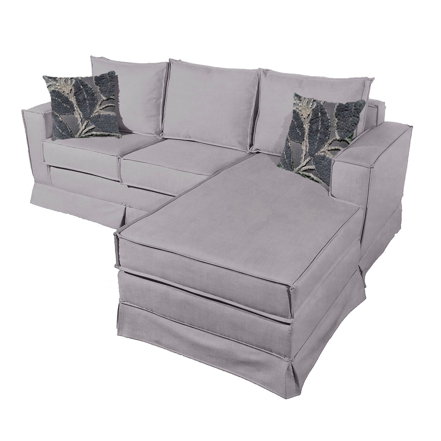 Sofá Seccional Gambito XL Intercambiable de 5 Cuerpos con Resortes Color Gris Claro con Cojines Decorativos de Regalo