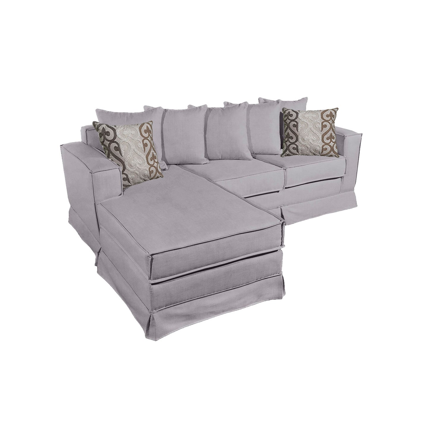 Sofá Seccional Gambito XL Intercambiable de 5 Cuerpos con Resortes Color Gris Claro con Cojines Decorativos de Regalo