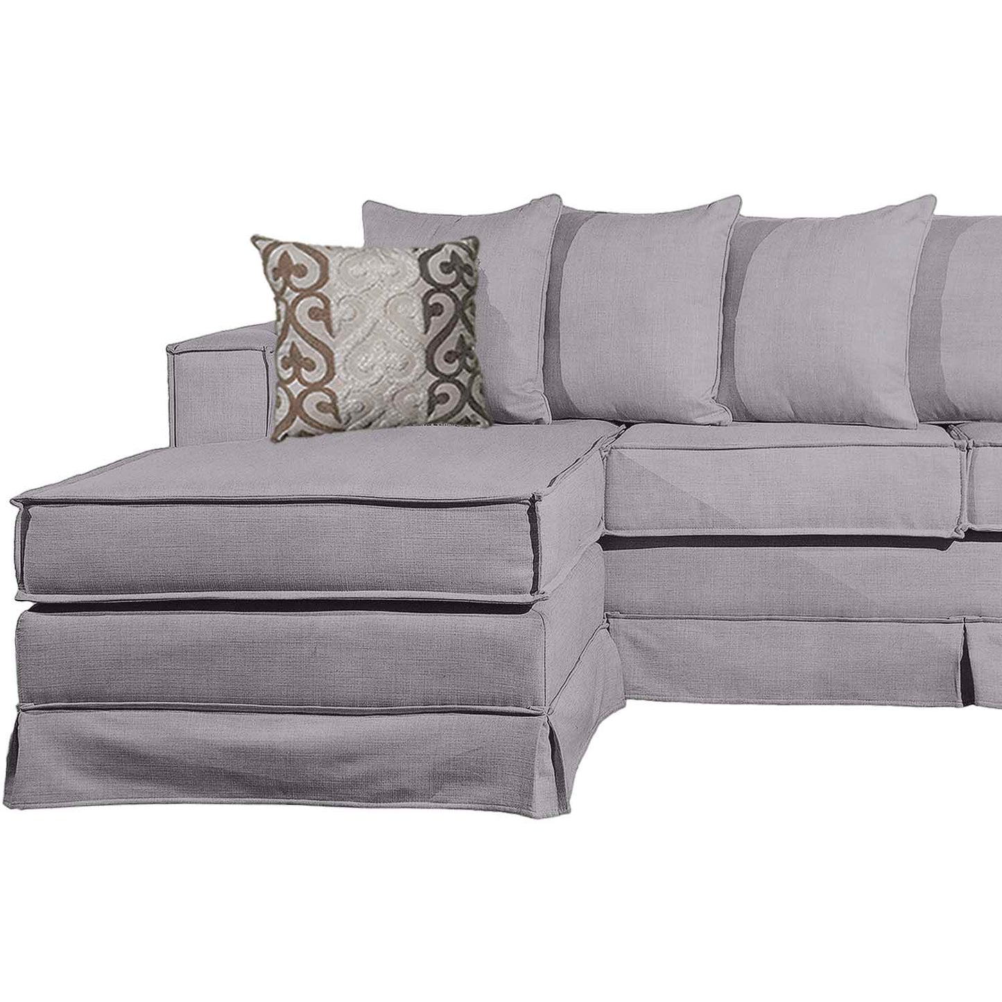 Sofá Seccional Gambito XL Intercambiable de 5 Cuerpos con Resortes Color Gris Claro con Cojines Decorativos de Regalo