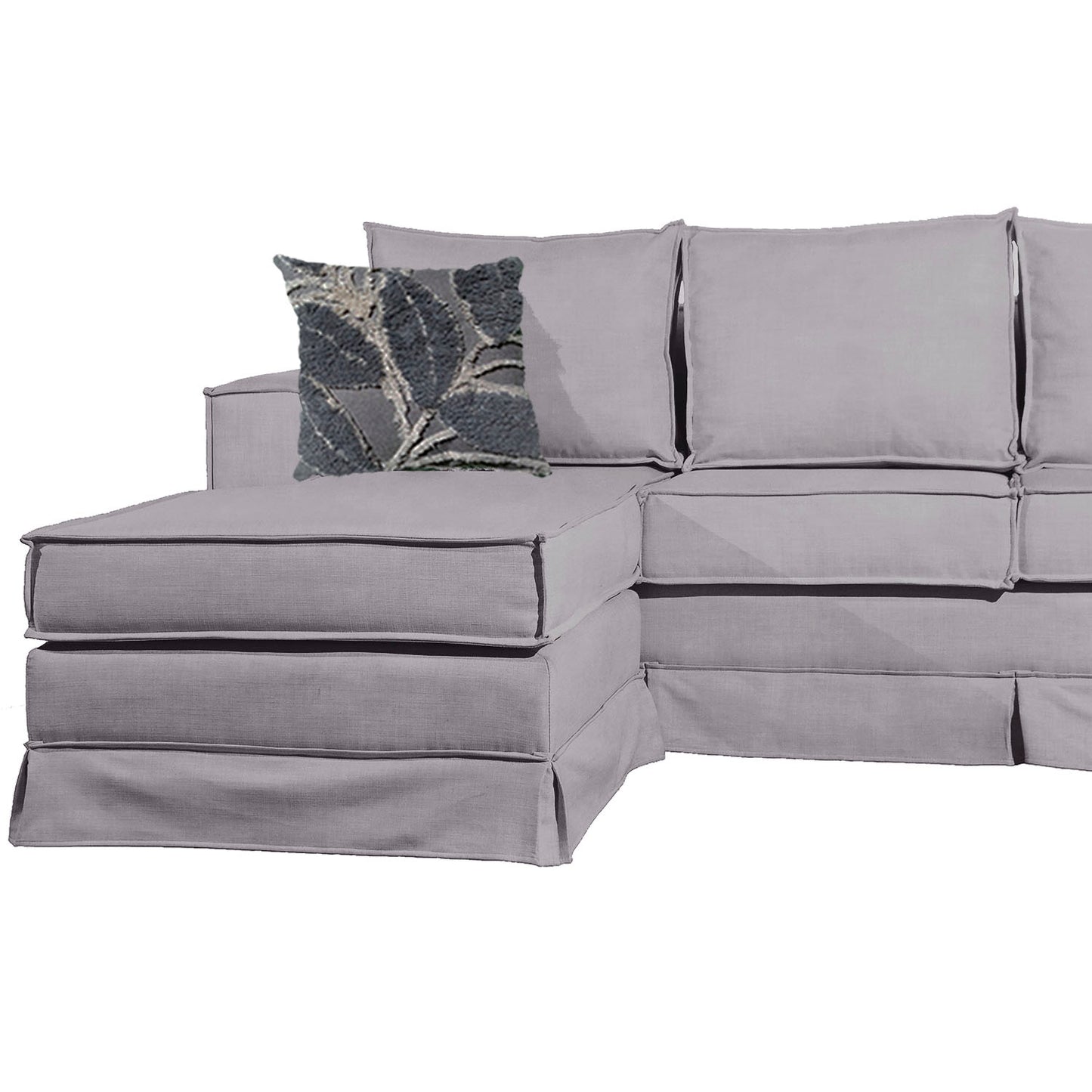 Sofá Seccional Gambito XL Intercambiable de 5 Cuerpos con Resortes Color Gris Claro con Cojines Decorativos de Regalo