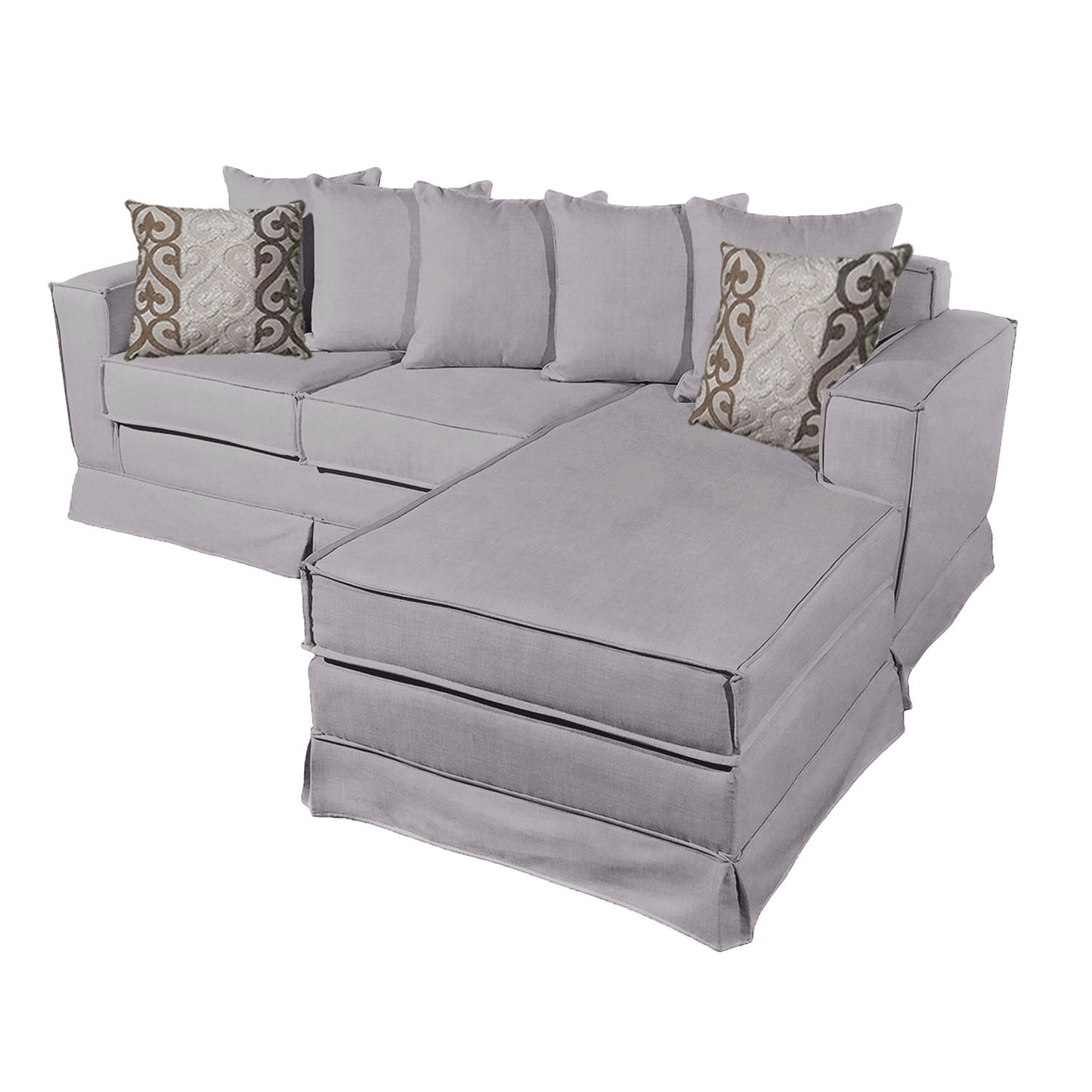 Sofá Seccional Gambito XL Intercambiable de 5 Cuerpos con Resortes Color Gris Claro con Cojines Decorativos de Regalo