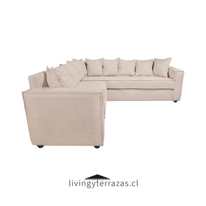 Sofá Seccional 6 Cuerpos con Resortes Homero color Beige