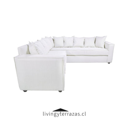 Sofá Seccional 6 Cuerpos con Resortes Homero color Blanco Hueso Bone