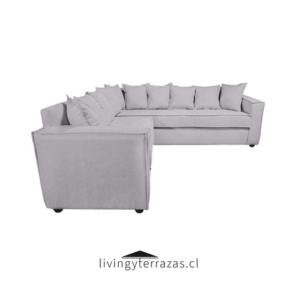 Sofá Seccional 6 Cuerpos con Resortes Homero color Gris Claro