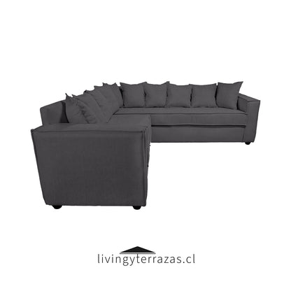 Sofá Seccional 6 Cuerpos con Resortes Homero color Gris Marengo