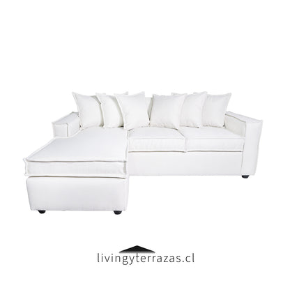 Sofá Intercambiable 5 Cuerpos con Resortes Homero Color Blanco Hueso Bone Lino Lisboa Rustico & Felpa