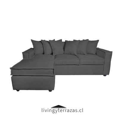 Sofá Intercambiable 5 Cuerpos con Resortes Homero Color Gris Marengo Lino Lisboa Rustico & Felpa